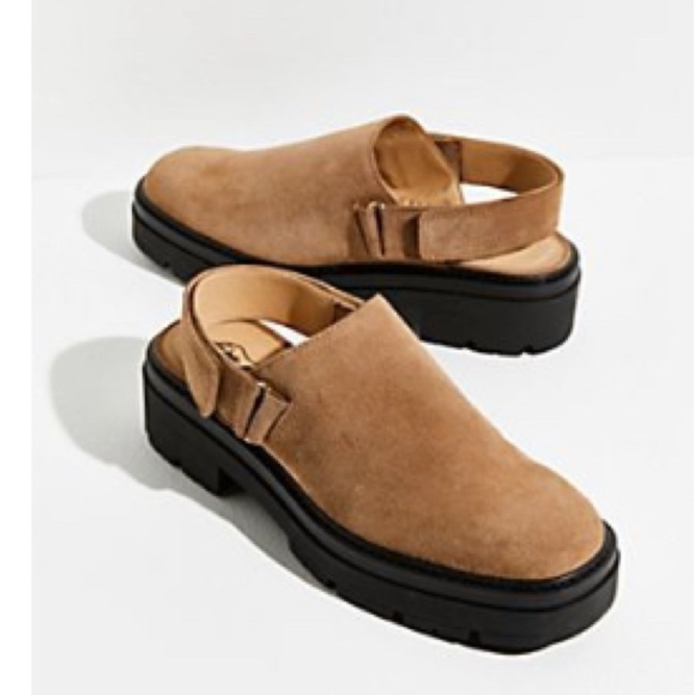 Free People Tan Suede Milo  Slingback Menswear Mules